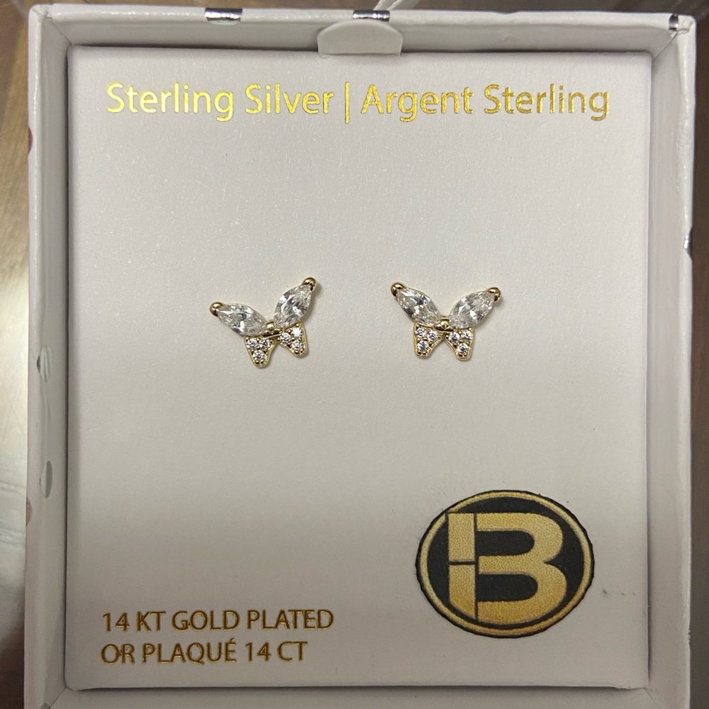 14K Gold Plated Butterfly Earrings